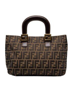 Fendi Zucca Handbag Brown Canvas Leather
